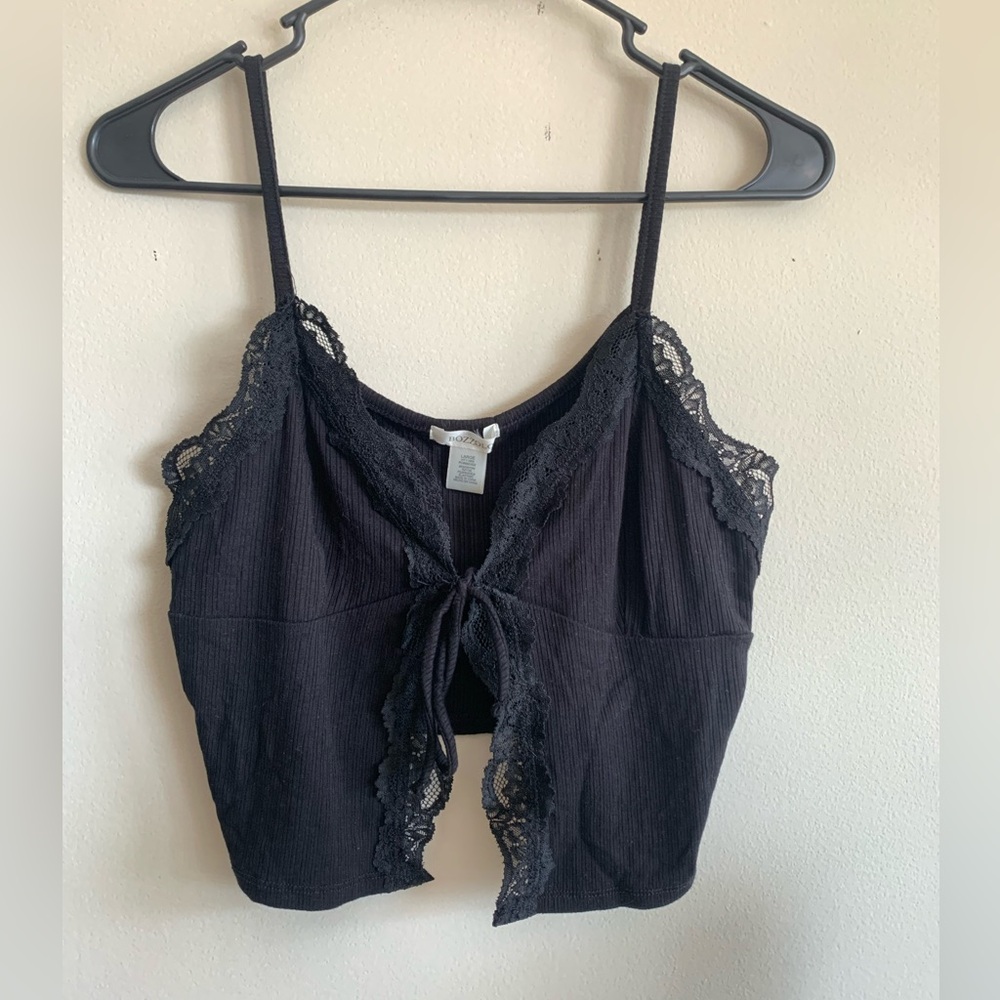 bozzolo - black butterfly laced tank top